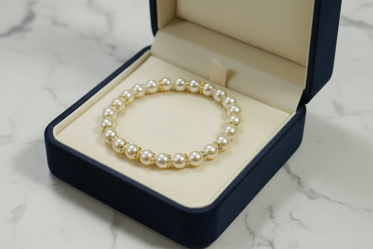 pear bracelet with silver spacer